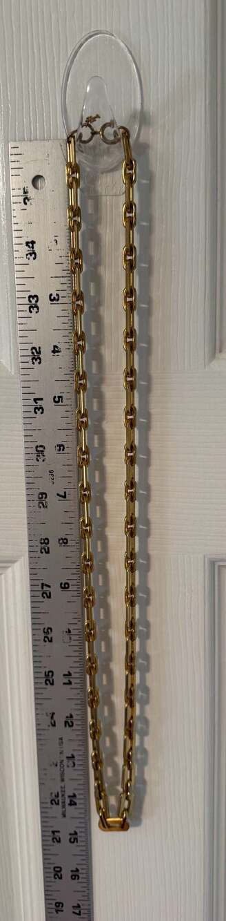 Crown Trifari Gold Tone Chunky Heavy Link Chain Necklace Retro Signed Vtg - Picture 11 of 16